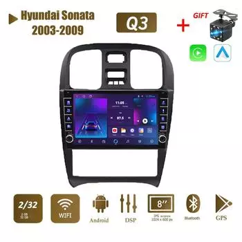 Icreative Android WIFI для Hyundai Sonata 2003-2009 с кнопочной ручкой автомобильный радиоприемник мультимедийный видеоплеер 2 din Carplay GPS Autoraido 2 + 32 ГБ 1+16GB
