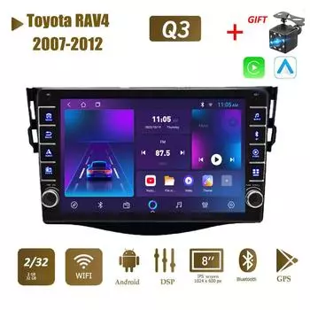 icreative Автомобильное Android-радио для Toyota RAV4 2007-2012 с кнопочной ручкой 2din мультимедийный стерео видеоплеер WIFI GPS Carplay 2 + 32 ГБ 1+16GB