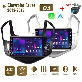 icreative Автомобильное радио 2 Din для Chevrolet Cruze 2012-2015 с кнопочной ручкой Мультимедийный плеер Android GPS-навигация Головное устройство 2din Carplay 2 + 32 ГБ 1+16GB чёрный