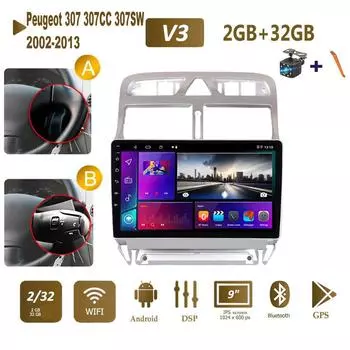 Icreative автомобильный радиоприемник Android GPS-навигатор для Peugeot 307 307CC 307SW 2002-2013 мультимедийный стерео Wi-Fi видео 2din 2 DIN авторадио T1 1+16GB,A