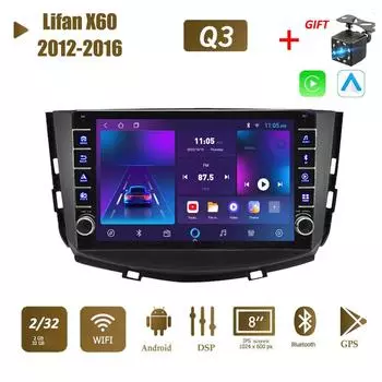 icreative Для Lifan X60 2012-2016 с кнопкой Android автомобильный радиоприемник мультимедийный плеер навигация стерео GPS 2 Din Carplay 2 + 32 ГБ 1+16GB