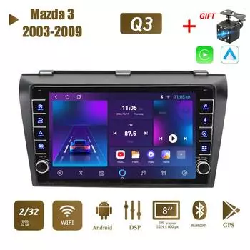 Icreative для Mazda 3 2003-2009 с кнопкой Android автомобильный радиоприемник мультимедийный плеер навигация стерео GPS 2 Din Carplay 2 + 32 ГБ 1+16GB