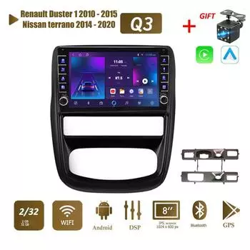 Icreative для Renault Duster 1 2010-2015 для Nissan terrano 2014-2020 с кнопкой автомобиля Android CarPlay Android GPS 2 + 32 ГБ 1+16GB