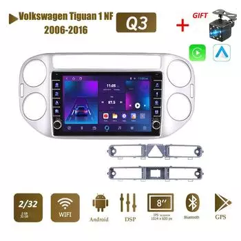icreative Для Volkswagen Tiguan 1 NF 2006-2016 с кнопкой Android Автомобильный радиоприемник Мультимедийный плеер Навигация Стерео GPS 2 Din Carplay 2 + 32 ГБ 1+16GB