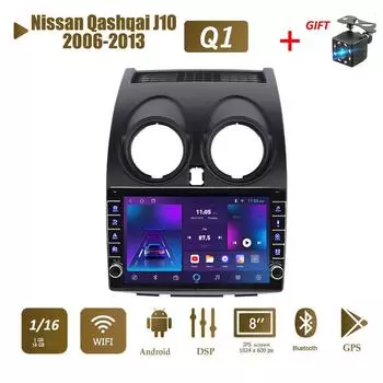 Icreative Android Car Radio Multimedia Video Player для Nissan Qashqai J10 2006-2013 с кнопкой, WiFi, BT, 2 Din, 1+16 ГБ 1+16GB