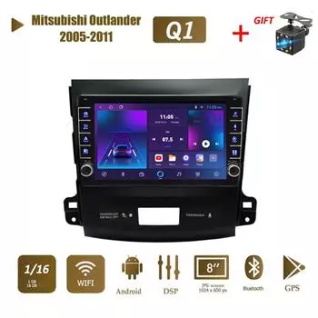 Icreative Android автомобильный радиоприемник мультимедийный видеоплеер для Mitsubishi Outlander 2005-2011 с кнопкой WiFi BT 2 Din 1 + 16 ГБ 1+16GB
