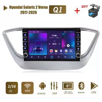 Icreative Wi-Fi 2Din Android автомобильный радиоприемник мультимедийный видеоплеер для Hyundai Solaris 2 Verna 2017-2020 с кнопкой GPS 1 + 16 ГБ 1+16GB