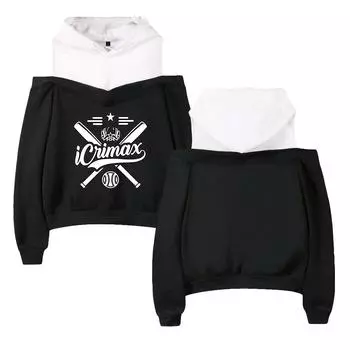 Icrimax New Arrivals Off Shoulder Fashion Women Hoody Sweatshirts Long Sleeve Sexy Hoodies XS темно-синий