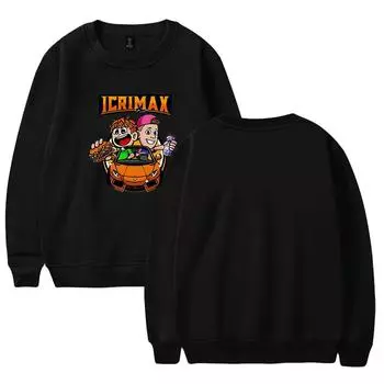 Icrimax Толстовки Мужские/Женские Harajuku Kawaii Пуловеры Y2k Унисекс Мультфильмы Толстовки Модные Топы Повседневная Одежда XS чёрный