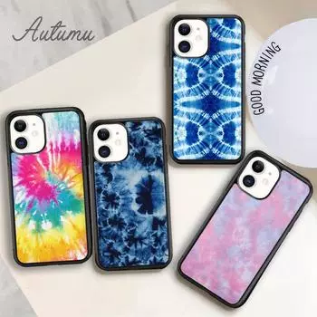 Icy Blue Tie Dye Phone Case for iPhone 11 12 13 14 Pro Max mini X XR XS SE 2020 5 6S 7 8 Plus Samsung Galaxy S21 S22 Cover shell iPhone 6plus