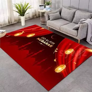 Ид аль-Фитр, украшение для гостиной, противообрастающий напольный коврик, Рамадан, украшение для дома, спальни, комнаты, коридора, балкона, молитвенный коврик 40x60cm