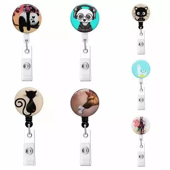ID Card Clips Nurse Badge Reel Animals Easy Pull Buckle Office School Supplies 02