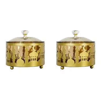 Ид Мубарак Десерт Поднос для конфет Рамадан Тарелка с декоративным орнаментом (Золото 1)