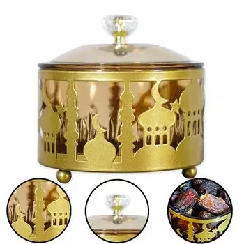 Ид Мубарак Десертный поднос Металлическая тарелка для еды Рамадан Домашний декор Орехи Поднос для сервировки чёрный