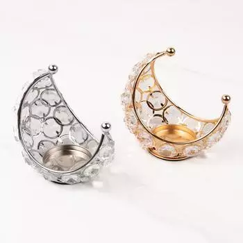 Ид Мубарак Хрустальный Подсвечник Лунообразный Подсвечник Рамадан Настольный Орнамент золотой