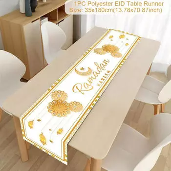 Ид Мубарак Скатерть Аль-Фитр Декор 13 х 70 дюймов Украшение Звезда Луна Скатерть Style A