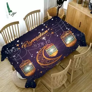 Ид Мубарак Скатерть Гостиная Кухня Праздничная Скатерть Мусульманский Фонарь Мечеть Вечеринка Ужин Декор Туалетный Скатерть 40x70cm15x27inch