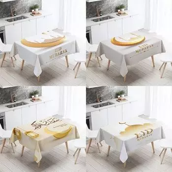 Ид украшение дома скатерть Рамадан арабская каллиграфия мусульманская декоративная скатерть водонепроницаемая и грязеотталкивающая 70x70cm