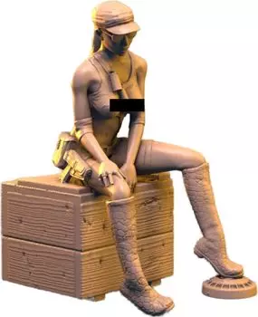 IDAP Technology Military Girl Wooden Box Seated 3D Printer Kit 1/35 No.3 PD35423-3