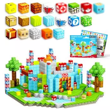 Idea Magnetic Blocks STEM Toy Build Kit для мальчиков и девочек в возрасте от 3 лет и старше, сенсорные игрушки для малышей, подарки, строительные игрушки, 80 предметов box