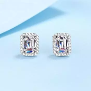 Идеальная огранка D Цвет 2 карата в форме муассанита серьги-гвоздики из стерлингового серебра 925 пробы женские серьги Высокое ювелирное искусство 0.5 ct total 1 ct