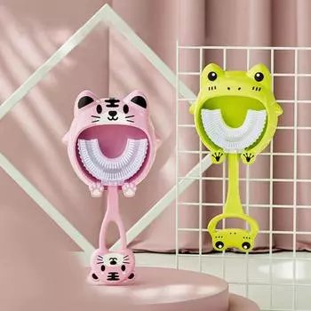 Идеальная посадка Дети Зубная щетка Очаровательная Практичная Автоматическая U-образная B розовый