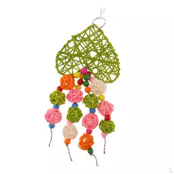 Идеальная жевательная игрушка, красочный шарик из ротанга, подвесной на веревке для попугая-кореллы, попугая, шиншиллы, маленькая морская свинка