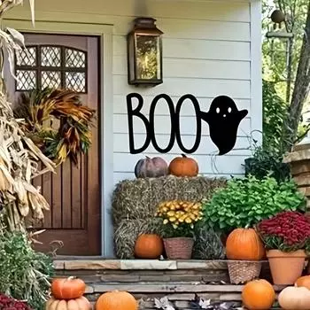 Идеально подходит для Хэллоуина и осенних украшений — настенные украшения на открытом воздухе, страшные таблички с изображением привидений и надписью «тише» чёрный