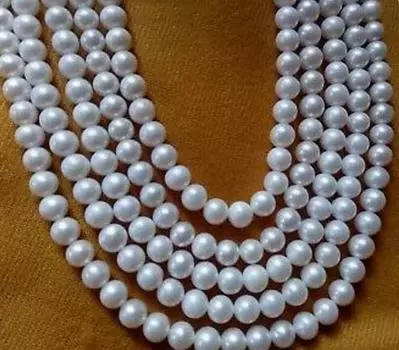 ИДЕАЛЬНОЕ круглое классическое ожерелье из белого жемчуга Южных морей 7-8 мм, 100 дюймов