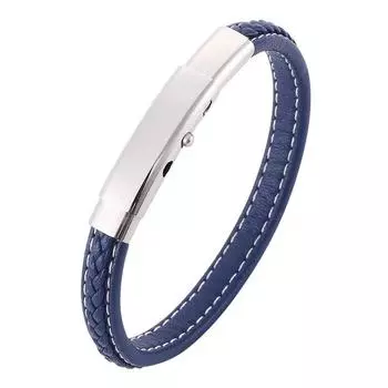 Идеальный дизайн, регулируемая длина, нержавеющая сталь, пряжка, оплетка, 8 мм, кожаный браслет, мужской, женский, модный, подарок на день рождения синий