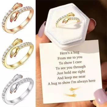 Идеальный подарок для нее, женское кольцо для объятий, ювелирные изделия, регулируемое кольцо, подарки для девочки, женщины, внучки One Size серебряный