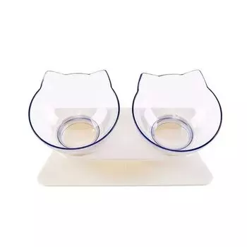 ideamall Тарелка для кошачьего корма, удобная миска для еды, столовая посуда, миска для питья, набор из акрила для маленьких собак (Прозрачный 2)