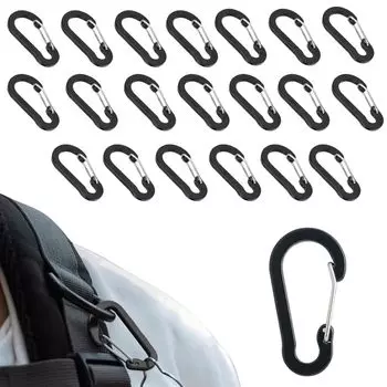 ideastore Carabiner Small Climbing Pouch Ultra Light Aluminum Alloy Outdoor Guy Rope Fishing Set of 20 Rust-Free (Black)