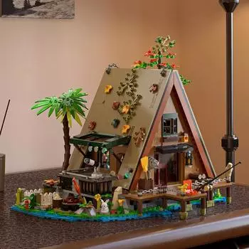 Идеи А-образный домик на дереве 1486 шт. Коллекционный выставочный набор, набор для сборки, строительные блоки для любителей природы, взрослых и детей, подарок