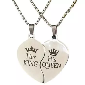 Идеи романтического подарка из нержавеющей стали, ожерелье с буквами, 1 шт., ожерелье из нержавеющей стали с короной короля и королевы, признание в любви, с персонализированным сообщением серебряный