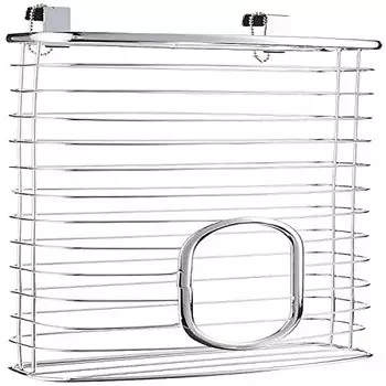 iDesign Axis Metal Over the Cabinet Plastic Bag Holder for Kitchen, Pantry, Bathroom, Dorm Room, Office, 13.6 x 8.1 x 14.8 , Chrome