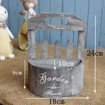 Идиллическая настенная ваза в стиле ретро, деревянный цветочный горшок, контейнер для цветов, старое креативное украшение дома 18 x 10cm x 24cm белый