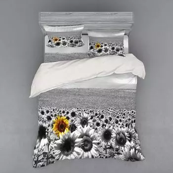 Идиллическая серия «Подсолнухи» Печатный пододеяльник наволочка Цифровая печать Набор из трех предметов EU single 135*200