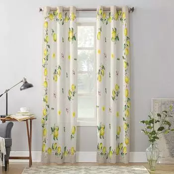 Идиллические летние оконные шторы с фруктами и лимоном для гостиной, кухни, занавески с балдахином, модные шторы для спальни 135W x 60H(cm) x1