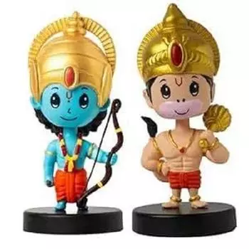 Идол-бобблхед Шри Рама и Хануманджи | Предметы декора для домашнего декора, приборной панели автомобиля и офисного стола | Статуэтка Бога для фестиваля