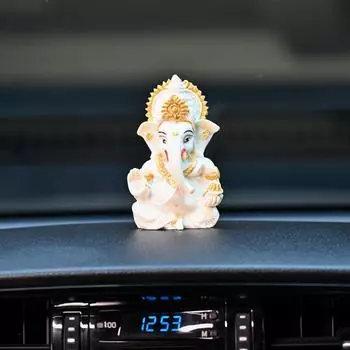 Идол Ганеши для автомобиля и комнаты для пуджи – Духовный декор для дома и офиса, Приносит удачу, процветание и благословения – Идеальный подарок на новоселье