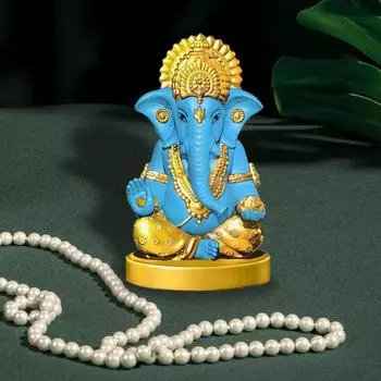 Идол Ганеши для дома/Идолы богов/Мурти Ганапати/Ганеша Джи для Пуджи/Приборная панель автомобиля/Дом/Офис/Гостиная/Декоративные предметы/Домашний декор синий
