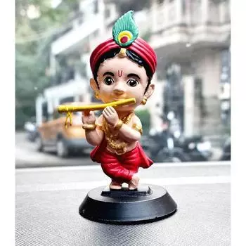 Идол Господа Шри Кришны для приборной панели автомобиля, офисного стола, домашнего декора| Маленькая фигурка Мора Панкха и Бансури| Статуя Бога