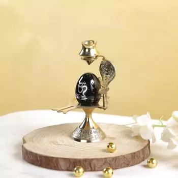 Идол Шивалингам Латунная Скульптура Шива Шивалингам Пуджа Абхишек Патра с Трезубцем и Статуей Нага Фигурка Бога Декор Подарки (3 x 2.6 x 4.7 дюйма)