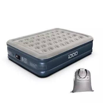 iDOO Air Bed Воздушный коврик Двойной воздушный матрас Электрический насос Обработка поверхности флоком Прочный и устойчивый воздушный коврик Длина 203 x Ширина 152 x Толщина 46 см Нагрузка