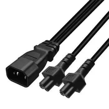 Кабель-адаптер питания переменного тока IEC320 C14 - IEC320 C5+IEC320 C5, 3 клеммы, разъем питания «папа-мама», провод