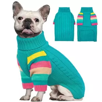 IECOii Собака Милая Собака Ярко Окрашенная Собака Собака Холодная Погода Теплая Собака Святой Новый Рождественский Осенний и Средний Размер Зеленый L Свитер, Одежда, Зима,