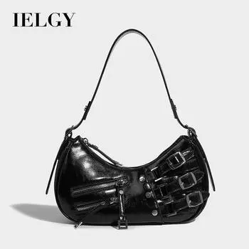 IELGY Американские ретро-девушки, цветная кожаная сумка через плечо под мышкой чёрный