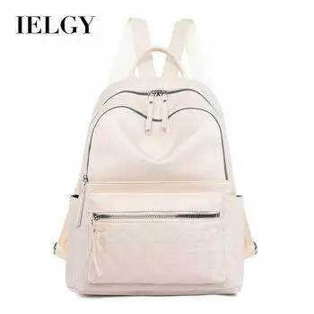 IELGY backpack, nylon cloth rhombus schoolbag, large-capacity Korean version of leisure students Korean version of travel backpack бежевый