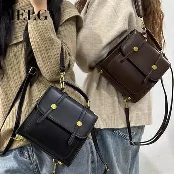 IELGY backpack women s niche american retro buckle british commuter style oxford bag чёрный